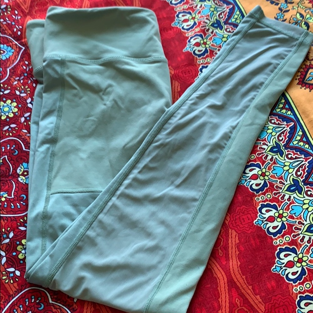 Sexy sage mesh leggings front and back to thigh